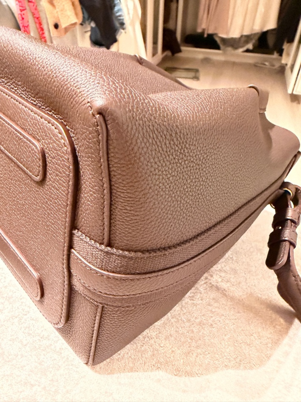 Loro Piana Dark Brown Small Bale Calf Leather Tote/Crossbody detachable wallet - Picture 12 of 13